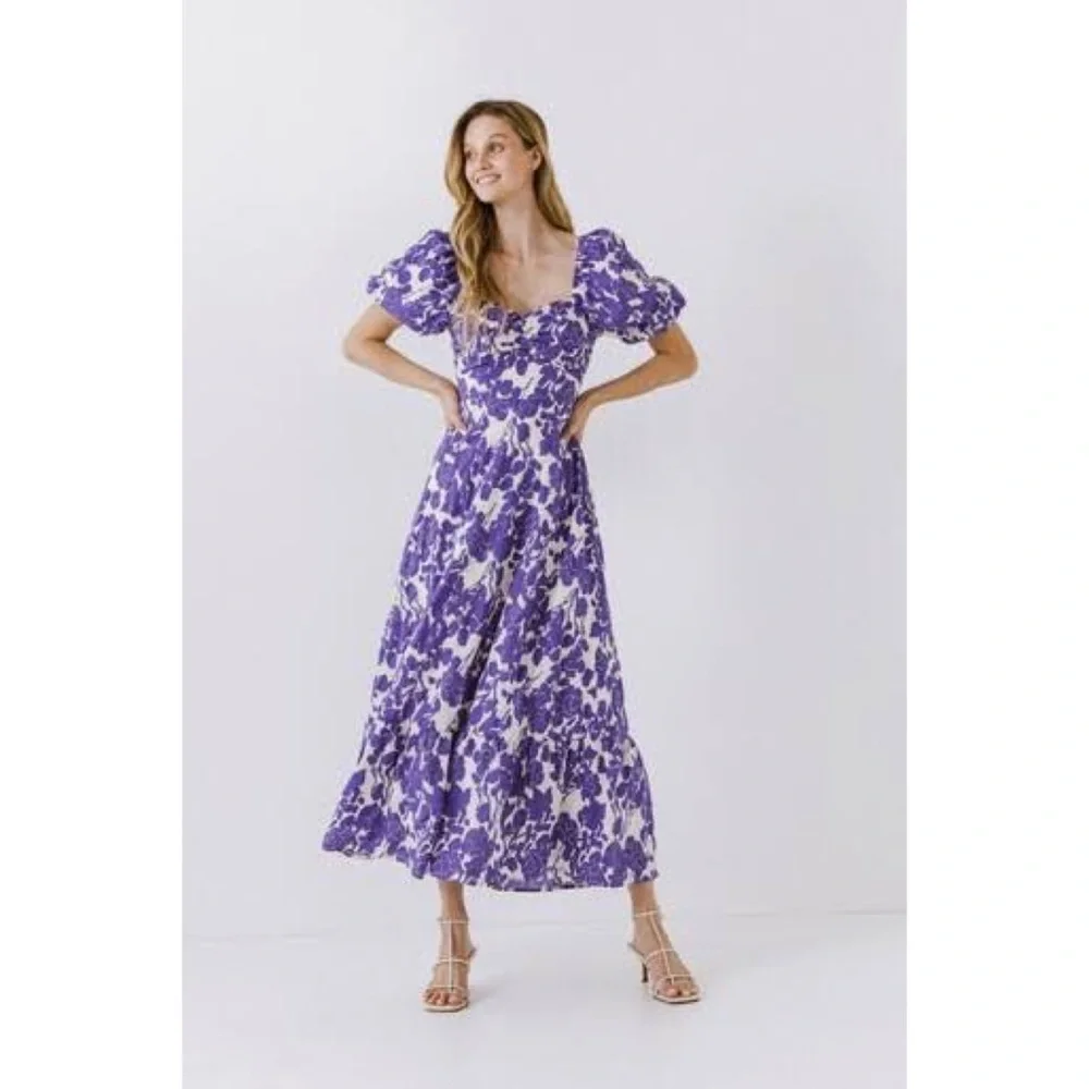 Free The Roses Floral Print Cotton Maxi Dress